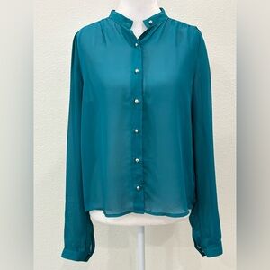 C’est Toi Elegant Teal Button-Up Blouse Size M